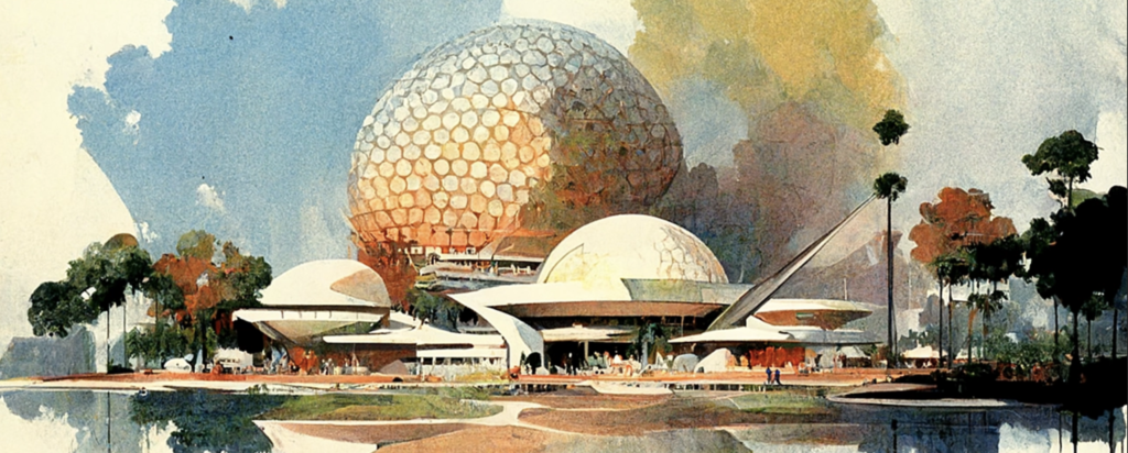 Epcot as imagined by Midjourney and Louie Mantia.