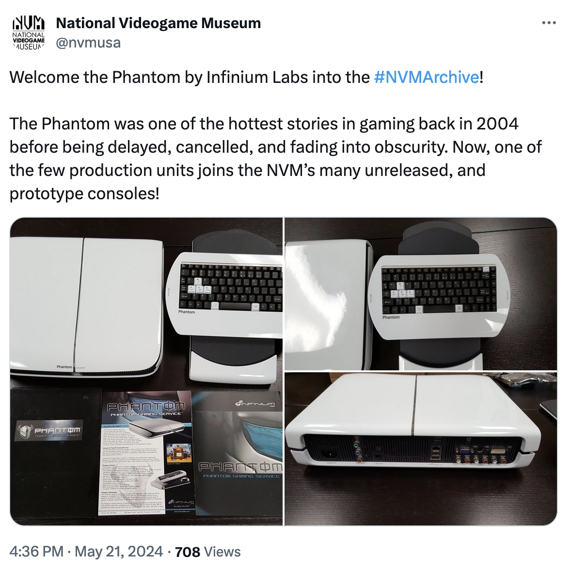 Welcome the Phantom by Infinium Labs into the #NVMArchive! The Phantom was one of the hottest stories in gaming back in 2004 before being delayed, cancelled, and fading into obscurity. Now, one of the few production units joins the NVM’s many unreleased, and prototype consoles!